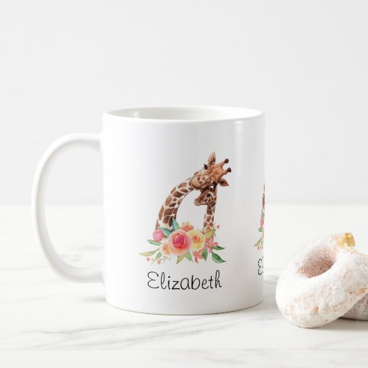 Mug Cute Giraffe Aquarelle Maman & Bébé (Avec donut)