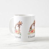 Mug Cute Giraffe Aquarelle Maman & Bébé (Devant gauche)