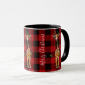 Mug Cute Giraffe saint guirlande rouge noir plaid (Devant droit)