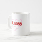 Mug Cute Girl Boss Pink and Red Custom Name Year (Devant gauche)