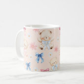 Mug Cute Girly Bow Teddy Bears Seamless Pattern (Devant gauche)