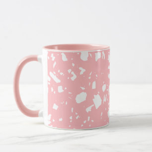 Mug Cute Girly Pastel Rose Blanc Abstrait Terrazzo