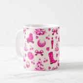 Mug Cute Girly Preppy Motif de Noël rose (Devant gauche)