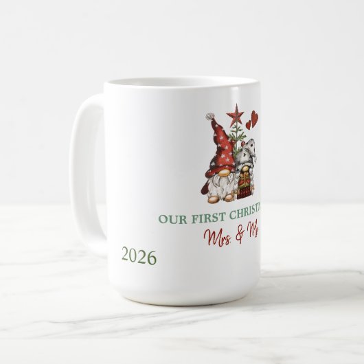 Mug Cute Gnomes Pine Tree Our First Christmas (Devant gauche)