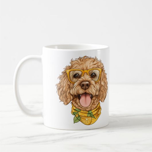 Mug Cute Goldendoodle Dog Sunglasses Oranges (Gauche)