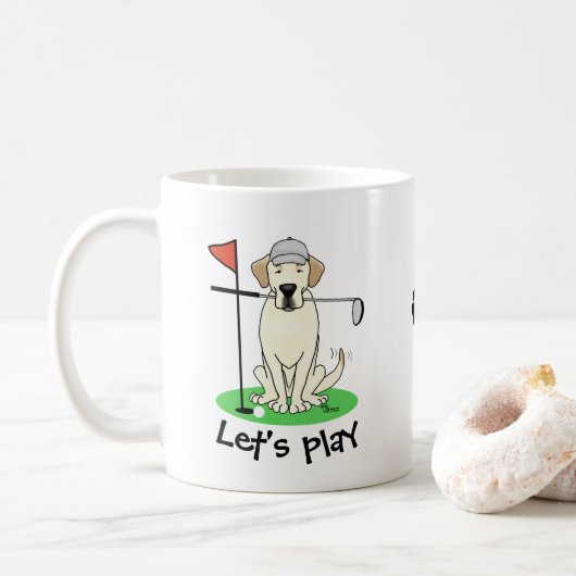 Mug Cute Golf Yellow Labrador Retriever Chien (Avec donut)