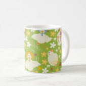 Mug Cute Green Duck & Daisy Flower Seamless Pattern (Devant droit)