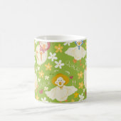 Mug Cute Green Duck & Daisy Flower Seamless Pattern (Centre)