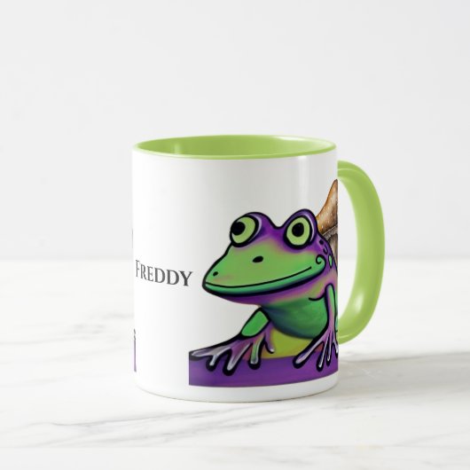 Mug Cute grenouille et champignon. Nom modifiable (Devant droit)