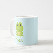 Mug Cute grenouille verte sur bleu (Devant gauche)