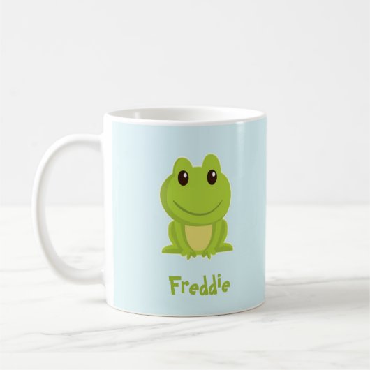 Mug Cute grenouille verte sur bleu (Gauche)