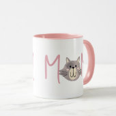 Mug Cute Grey Cat's Mother Blush Pink Mothers Day (Devant droit)