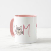 Mug Cute Grey Cat's Mother Blush Pink Mothers Day (Devant gauche)