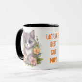 Mug Cute Grey Kitten World's Best Cat Mom (Devant gauche)