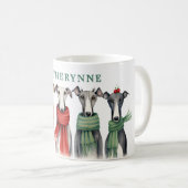 Mug Cute Greyhounds et Whippets | Chiens en Écharpes (Devant droit)