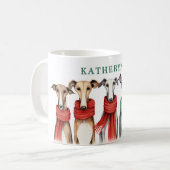 Mug Cute Greyhounds et Whippets | Chiens en Écharpes (Devant gauche)