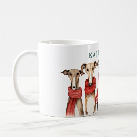 Mug Cute Greyhounds et Whippets | Chiens en Écharpes (Gauche)