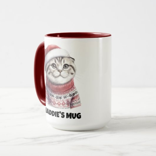 Mug Cute Gris Chat Tabby Kitten avec nom (Devant gauche)