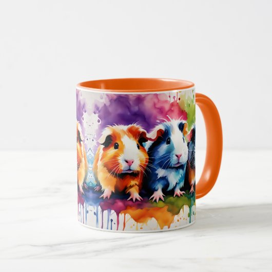 Mug Cute guinea pigs with splashes of color (Devant droit)