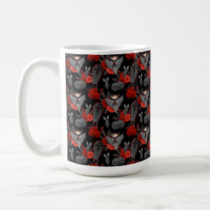 MUG CUTE HALLOWEEN BATAILLES FLEURS CITROUILLES