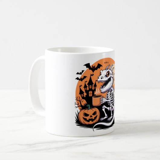 Mug Cute Halloween Dragon Squelette avec café (Devant gauche)