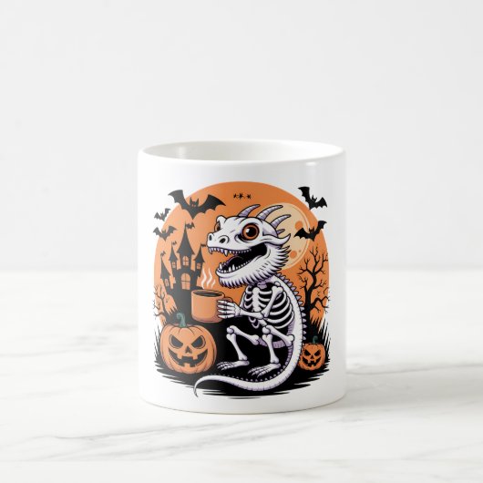 Mug Cute Halloween Dragon Squelette avec café (Centre)