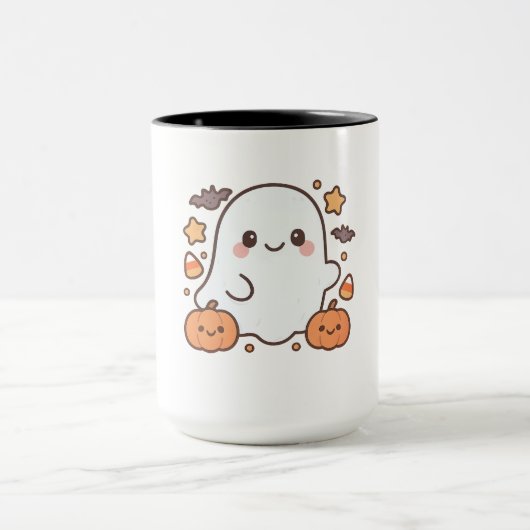 Mug Cute Halloween Ghost Clipart, Fun et mignon Éffray (Centre)