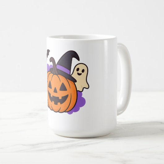 Mug Cute Halloween Pumpkin with Witch Hat – Ghost & Ba (Devant droit)
