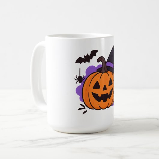 Mug Cute Halloween Pumpkin with Witch Hat – Ghost & Ba (Devant gauche)