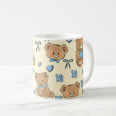 Mug Cute Hand-drawn Brown Teddy Bears Seamless Pattern (Devant droit)