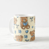 Mug Cute Hand-drawn Brown Teddy Bears Seamless Pattern (Devant gauche)