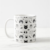 Mug Cute Hand-drawn Cat Faces Doodle Pattern (Gauche)