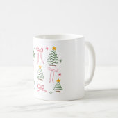 Mug Cute Hand Drawn Christmas Trees and Bows Pattern (Devant droit)