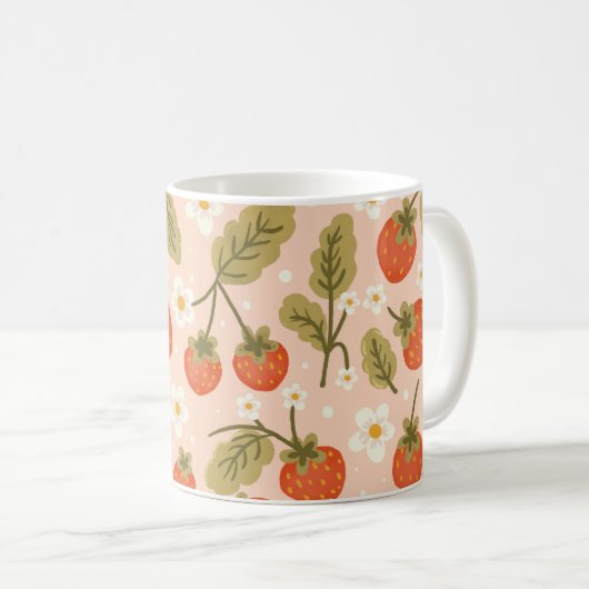 Mug Cute Hand-drawn Red Strawberry Seamless Pattern (Devant droit)