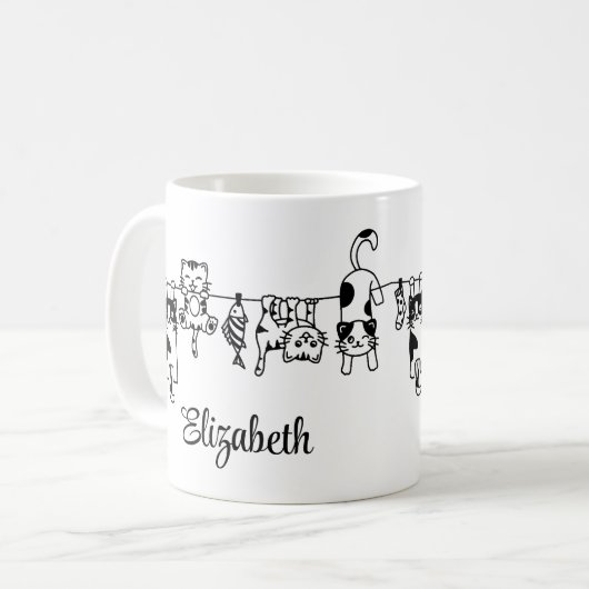 Mug Cute Hanging Kittens Custom Name (Devant gauche)