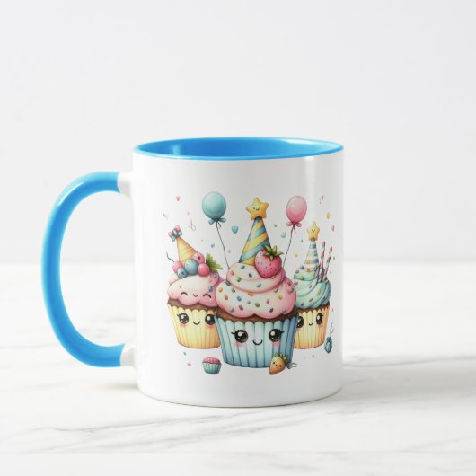 Mug Cute Happy Birthday cupcake ajouter nom (Gauche)