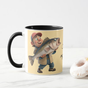 Mug Cute/Happy Fisherman avec un Big Fish Magic Café