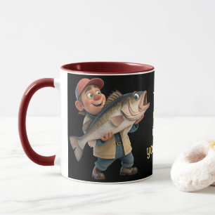 Mug Cute/Happy Fisherman avec un Big Fish Magic Café