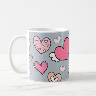 Mug Cute heart motifs on grey