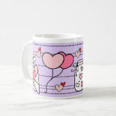 Mug Cute Heart Motifs on Purple (Devant gauche)