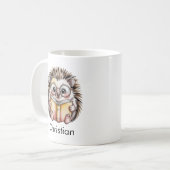 Mug Cute Hedgehog Reading a Book Custom (Devant gauche)
