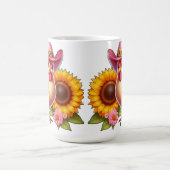 Mug Cute Hen en Casquette rose avec Tournesol brillant (Centre)
