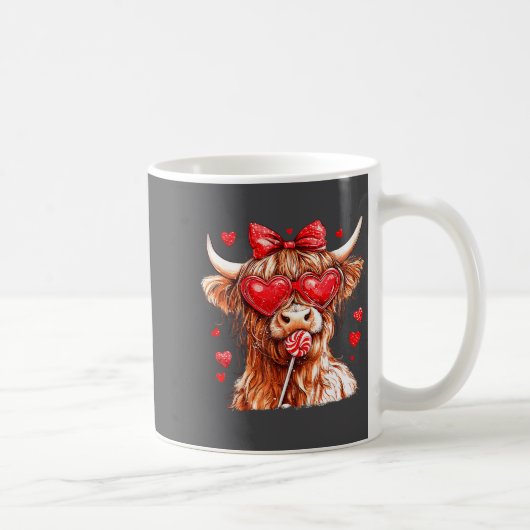 Mug Cute Highland Cow Candy Cane Heart Valentines Day (Droite)