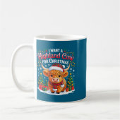 Mug Cute Highland Cow Christmas Funny Santa Lights Hol (Gauche)