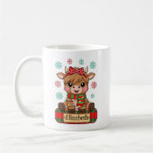 Mug Cute Highland Cow Nom personnalisé Noël (Gauche)