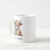 Mug Cute Highland Cow Reading Book Custom (Devant gauche)