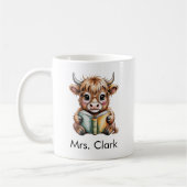 Mug Cute Highland Cow Reading Book Custom (Gauche)