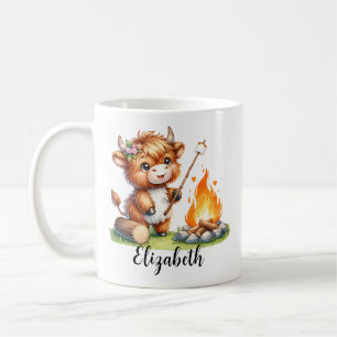 Mug Cute Highland Cow Roasting Marshmallow Nom personn