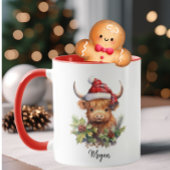 Mug Cute Highland Cows Calf Noël Père Noël Plaid Casqu