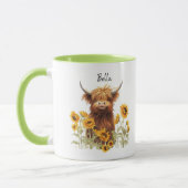 Mug Cute Highland Scottish Cow Sunflower Floral (Gauche)